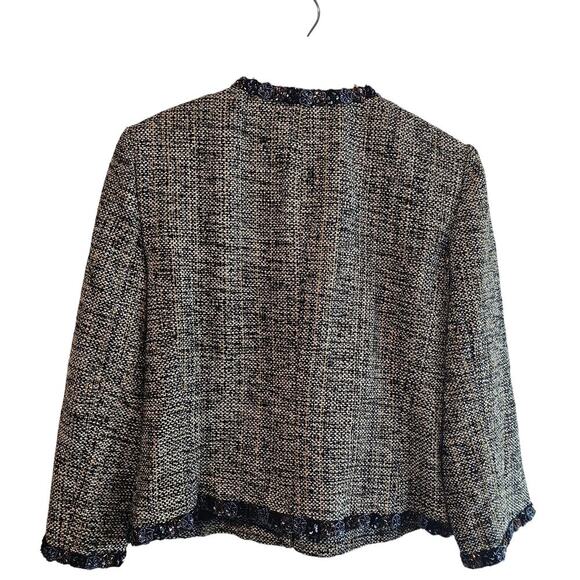 Vtg Josephine Chaus Tweed Blazer Women Sz 6 Brown Silk Beaded Career Academia - Picture 2 of 12